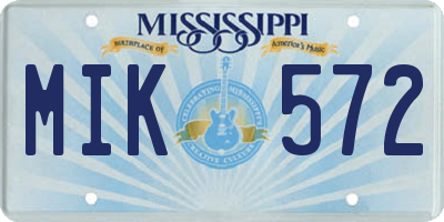 MS license plate MIK572
