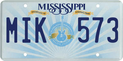 MS license plate MIK573