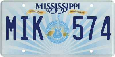 MS license plate MIK574