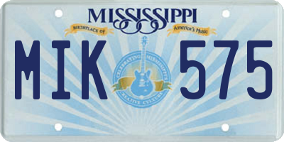 MS license plate MIK575