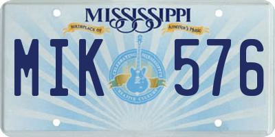 MS license plate MIK576