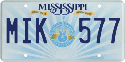 MS license plate MIK577