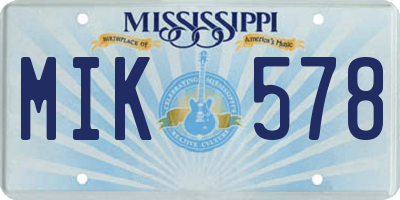 MS license plate MIK578
