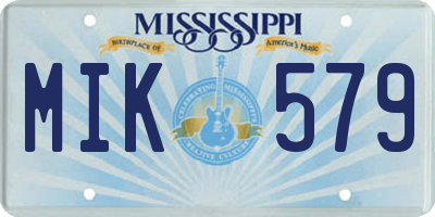MS license plate MIK579
