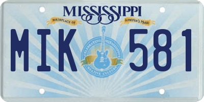 MS license plate MIK581