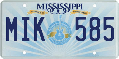 MS license plate MIK585