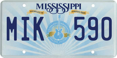 MS license plate MIK590