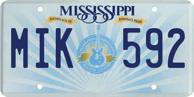 MS license plate MIK592