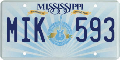 MS license plate MIK593