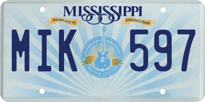 MS license plate MIK597