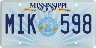 MS license plate MIK598
