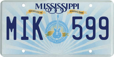 MS license plate MIK599