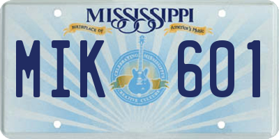 MS license plate MIK601