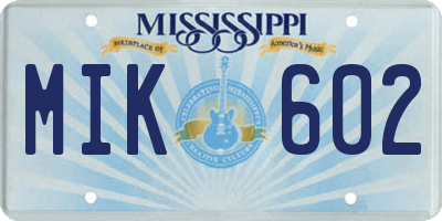 MS license plate MIK602
