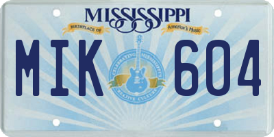 MS license plate MIK604