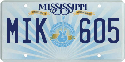 MS license plate MIK605
