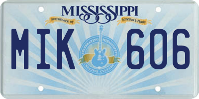 MS license plate MIK606