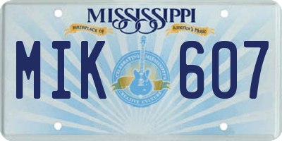 MS license plate MIK607