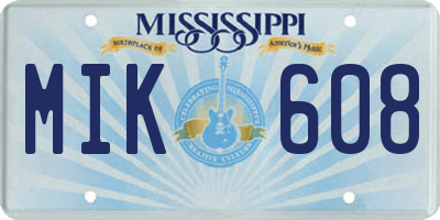 MS license plate MIK608