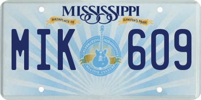 MS license plate MIK609