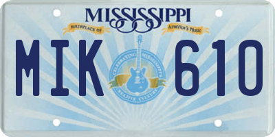 MS license plate MIK610