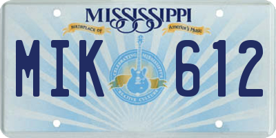 MS license plate MIK612