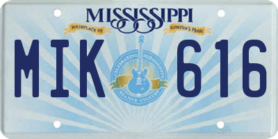 MS license plate MIK616