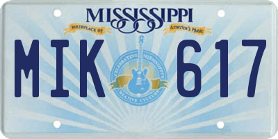 MS license plate MIK617