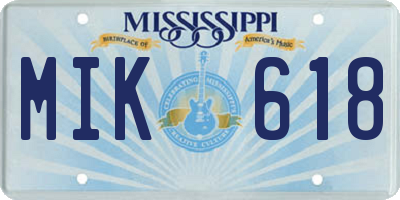 MS license plate MIK618