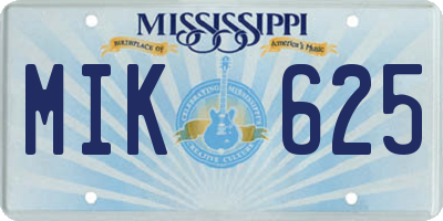 MS license plate MIK625