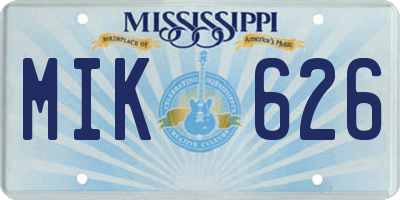 MS license plate MIK626