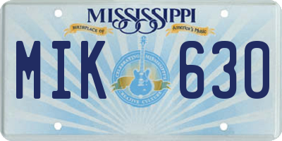 MS license plate MIK630