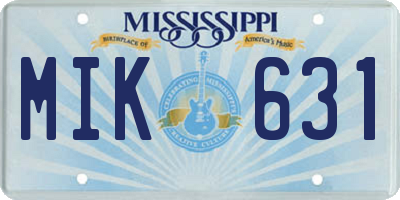 MS license plate MIK631