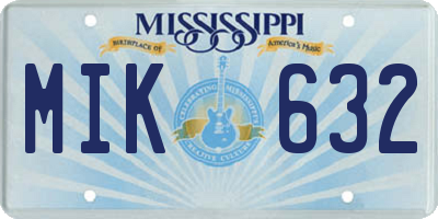 MS license plate MIK632