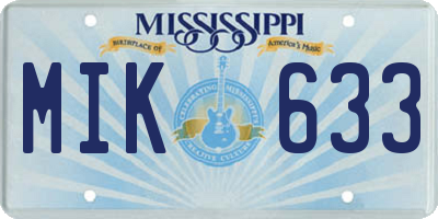 MS license plate MIK633