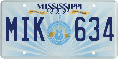 MS license plate MIK634