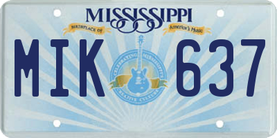 MS license plate MIK637