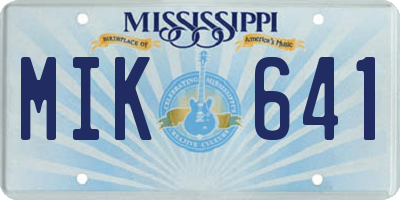 MS license plate MIK641