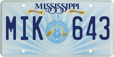 MS license plate MIK643