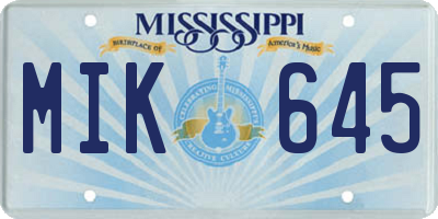 MS license plate MIK645