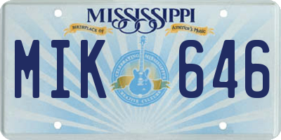 MS license plate MIK646