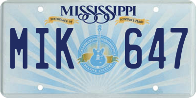 MS license plate MIK647