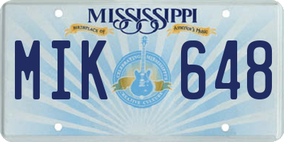 MS license plate MIK648
