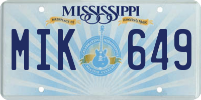 MS license plate MIK649