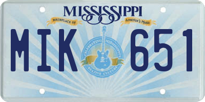 MS license plate MIK651