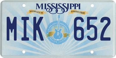MS license plate MIK652