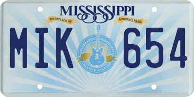 MS license plate MIK654