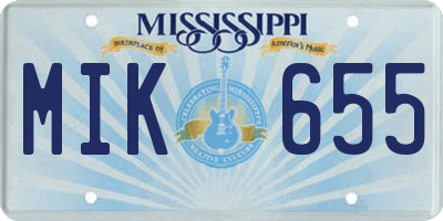 MS license plate MIK655