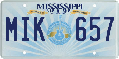 MS license plate MIK657