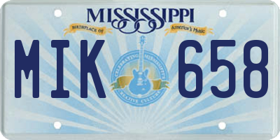 MS license plate MIK658